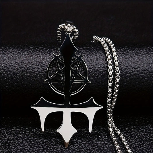 Stylish & Durable Men's Pentagram Pendant Necklace | Silver-Plated Stainless Steel, Versatile Accessory, Perfect Gift