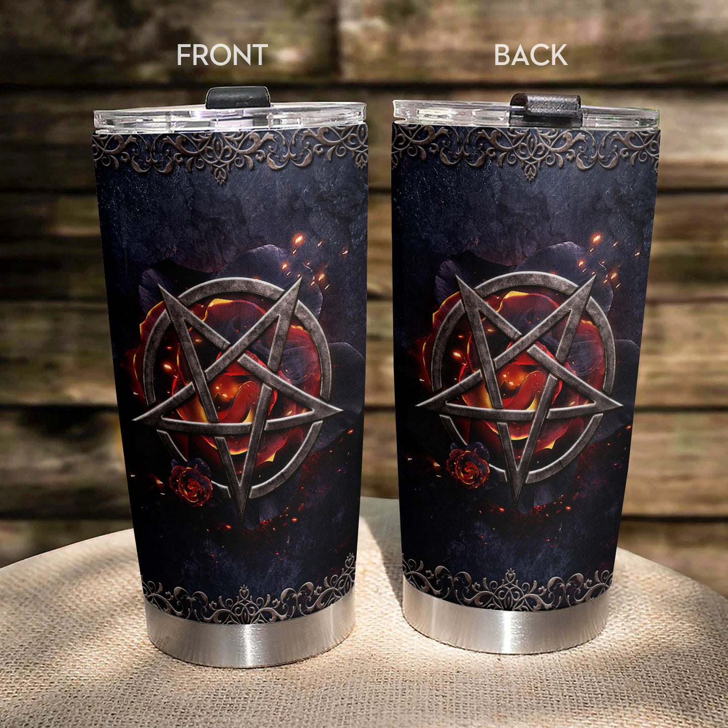 2 pc Star Tumbler Galaxy Witch Star 20oz Tumblers with Lid Gift for Women Friends Gothic Decor Black Vacuum Insulated Stainless Steel Travel Mug