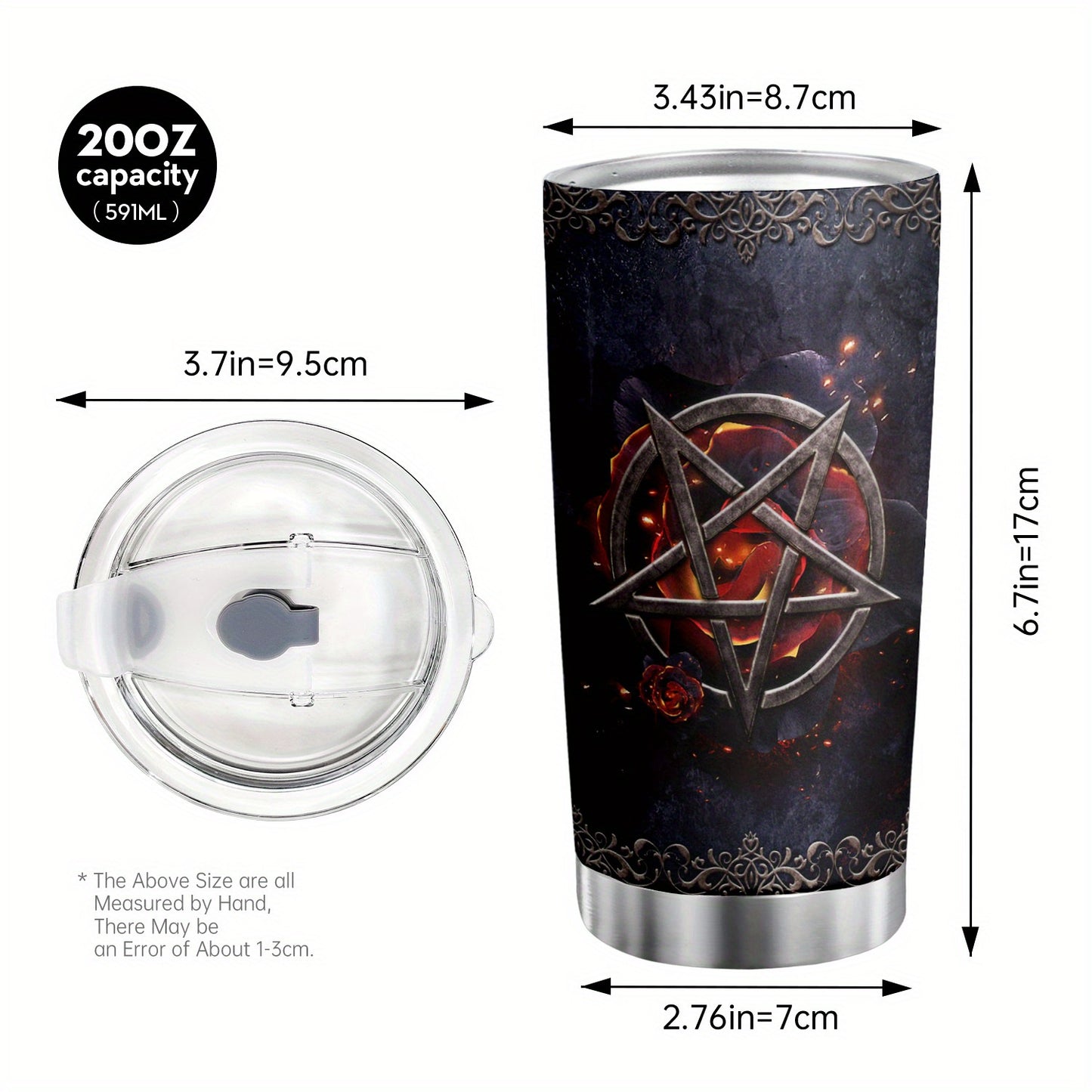 2 pc Star Tumbler Galaxy Witch Star 20oz Tumblers with Lid Gift for Women Friends Gothic Decor Black Vacuum Insulated Stainless Steel Travel Mug