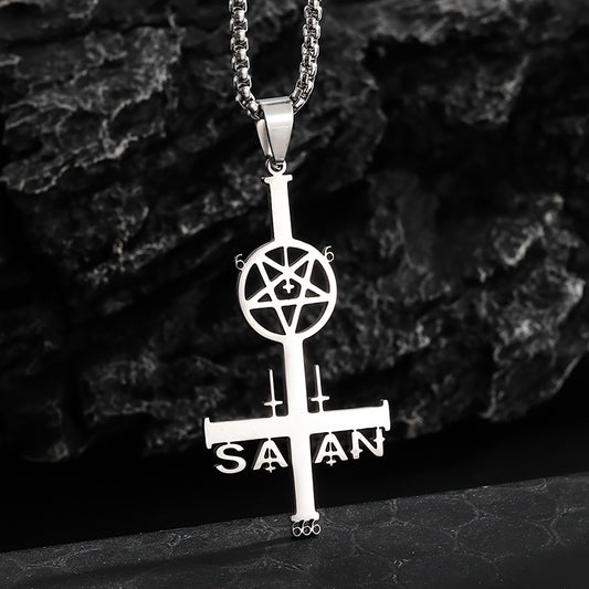 1pc Retro Gothic Style Pendant Necklace - Crafted from Durable Stainless Steel, Unique Pentagram Symbolism, Embracing Dark Elegance - Unisex Design for Men and Women, Perfect for Personal Use or Gift-Giving