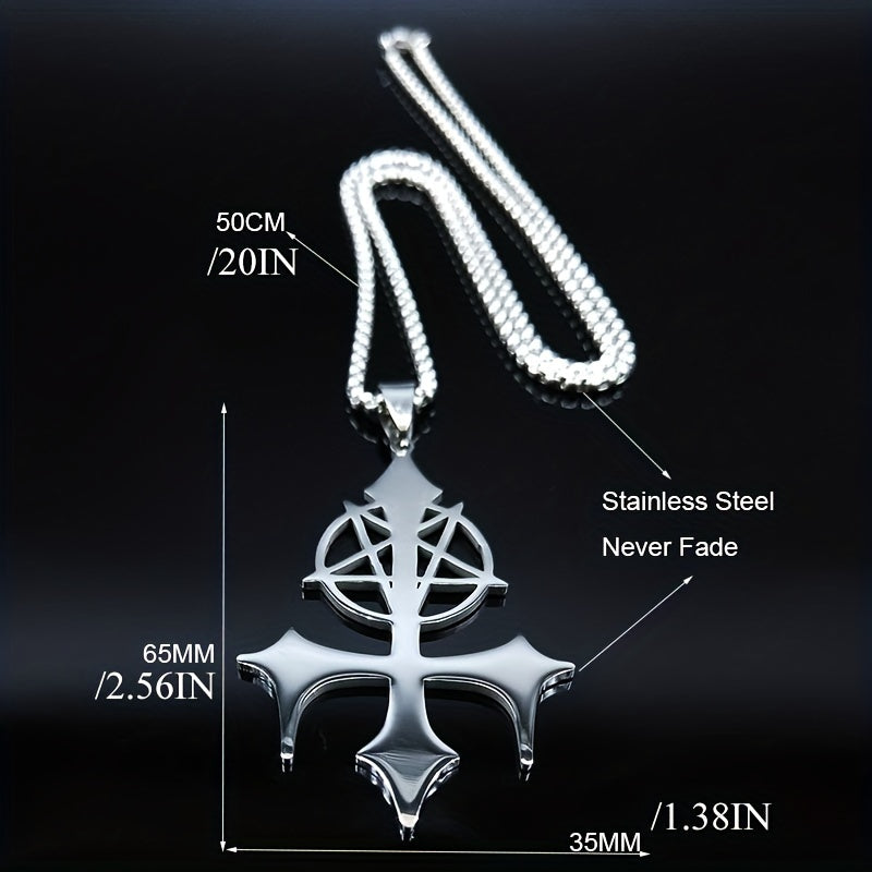 Stylish & Durable Men's Pentagram Pendant Necklace | Silver-Plated Stainless Steel, Versatile Accessory, Perfect Gift