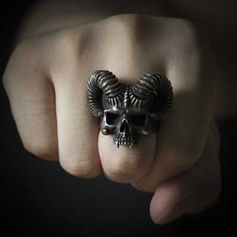 Satan Horn Devil Ring Skull Gothic Style