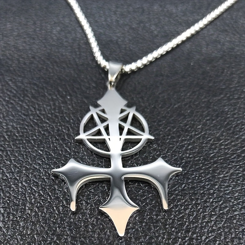 Stylish & Durable Men's Pentagram Pendant Necklace | Silver-Plated Stainless Steel, Versatile Accessory, Perfect Gift