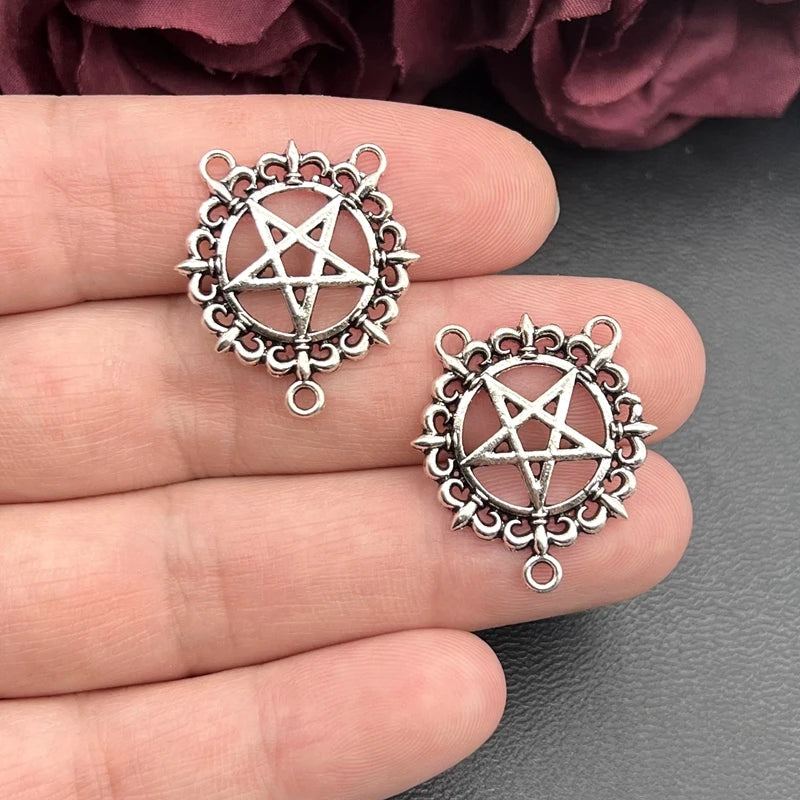 6pcs Inverted Pentagram Charm Satanic Upside Down Pentagram Connector Charm Pendant for DIY Necklace Handmade Jewelry Making