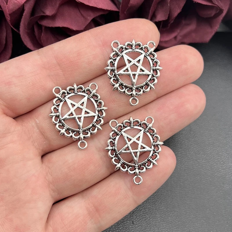 6pcs Inverted Pentagram Charm Satanic Upside Down Pentagram Connector Charm Pendant for DIY Necklace Handmade Jewelry Making