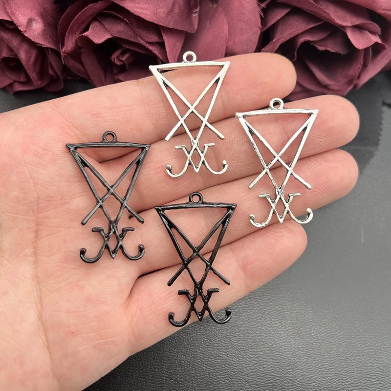 5pcs 40*26mm Lucifer's Sigil Charm Seal of Satan Pendant Satanic Lucifer Symbol Charm Pendant Handmade DIY Jewelry Accessories