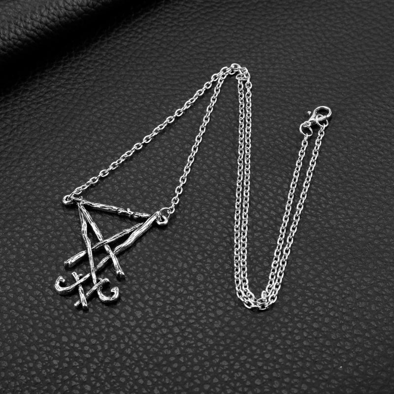 Trendy Luzifer geometrische Baphomet Amulett Metall Halsketten Ziege Satan Wicca Satanismus Anhänger Halsketten Schmuck