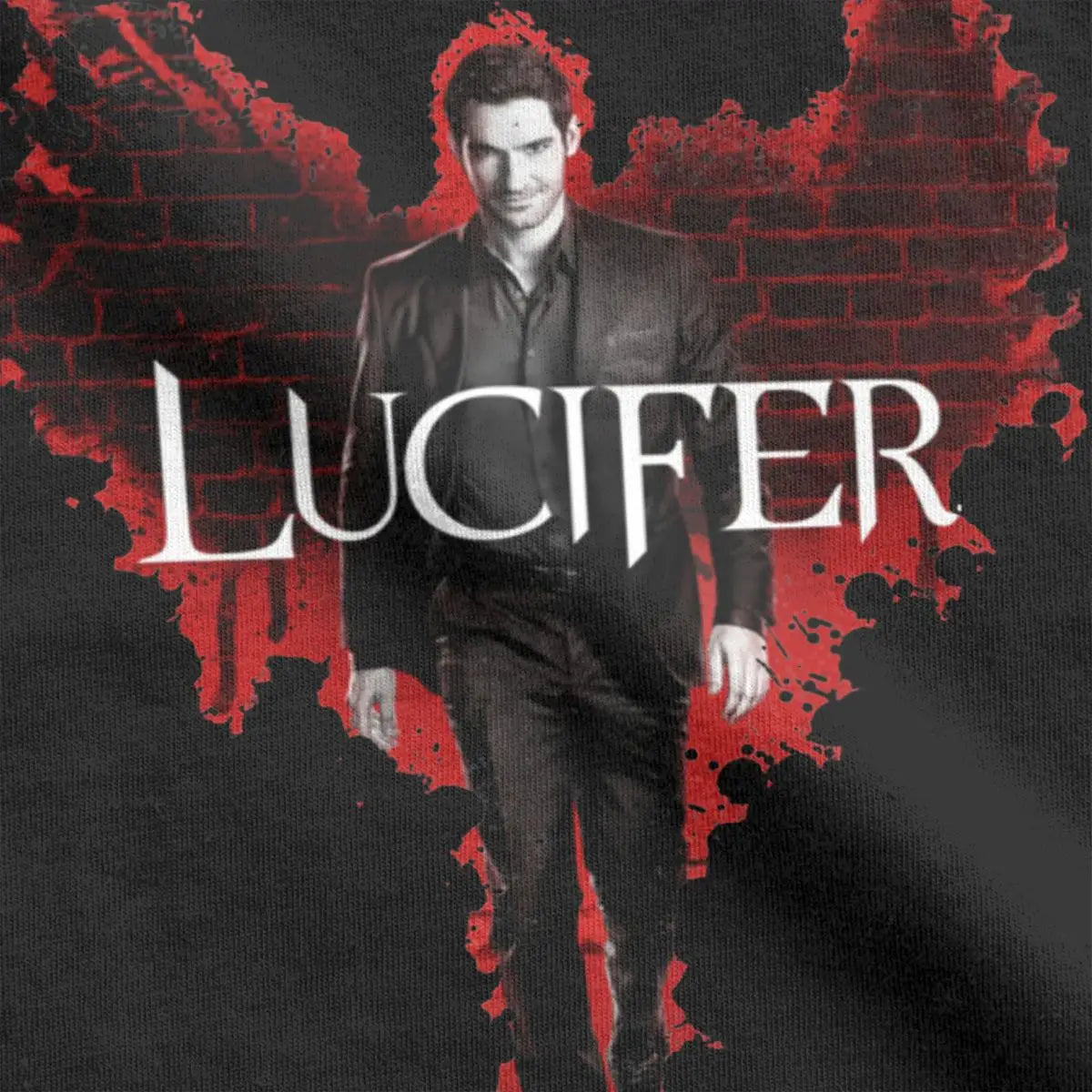 Moda Lucifer T-Shirt Uomo Girocollo Cotone T-Shirt TV Show Manica Corta Magliette Abbigliamento per Adulti