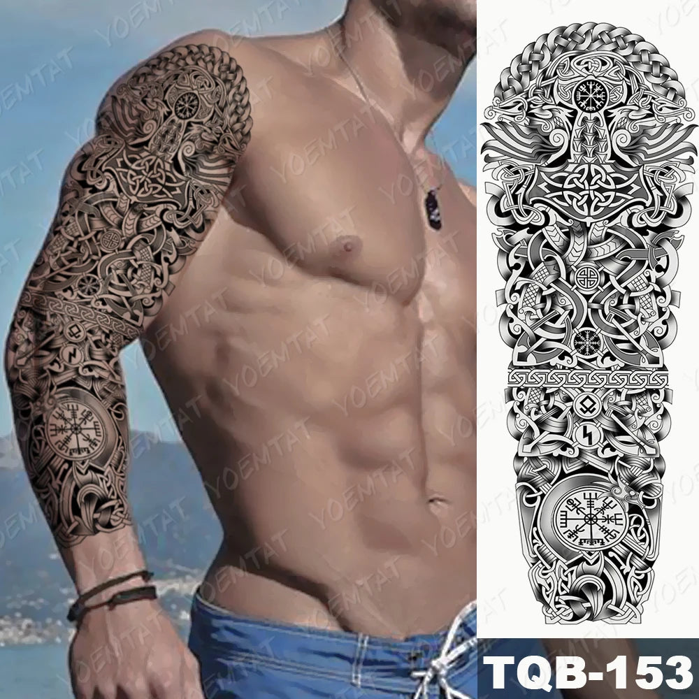 Large Arm Sleeve Tattoo Lucifer Angel Eagle Waterproof Temporary Tatto Sticker Hell Satan Body Art Full Fake Tatoo Women Men