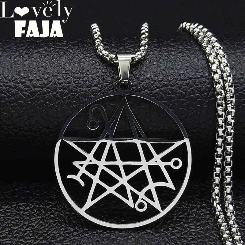 Necronomicon Stainless Steel Necklace Men Satan Pendant LOVECRAFT CTHULHU patch satan PIN jewelry bijoux homme N7136S03