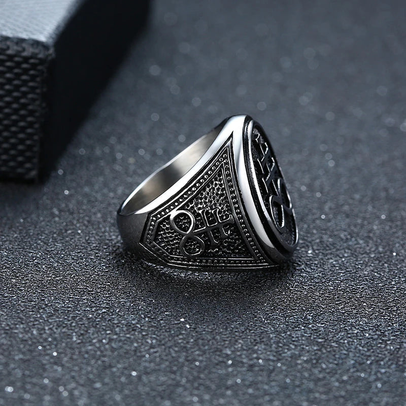 Vnox Sigil of Lucifer Devil Seal of Satan Stamp Ring