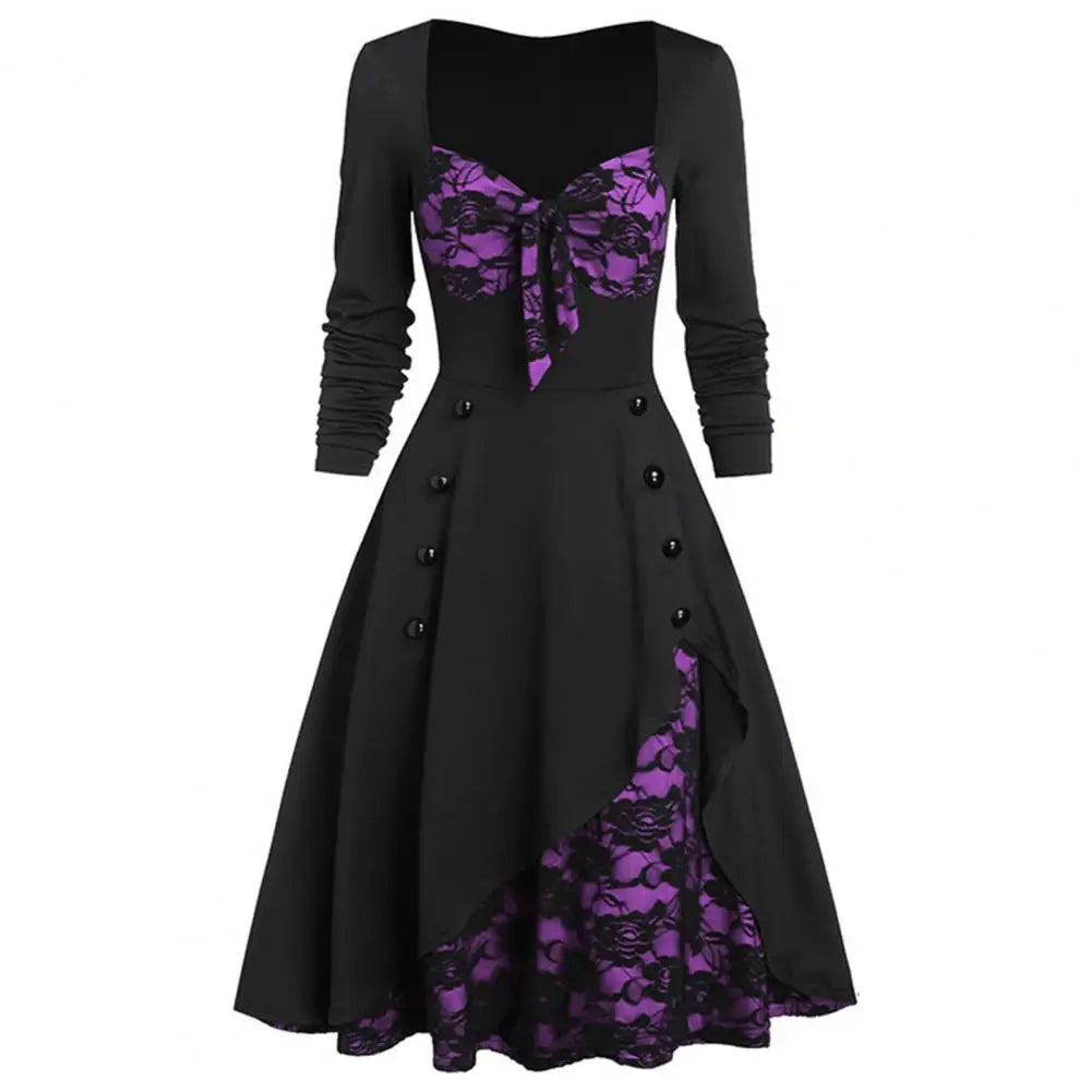 5XL Women Fashion Vintage Style Midi Gown Dress Gothic Dresses Women Clothing