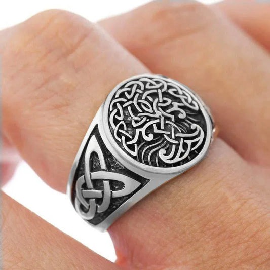 Classic Viking Tree of Life Ring Men's Stainless Steel Nordic Amulet Viking Celtic Amulet Ring Fashion Jewelry