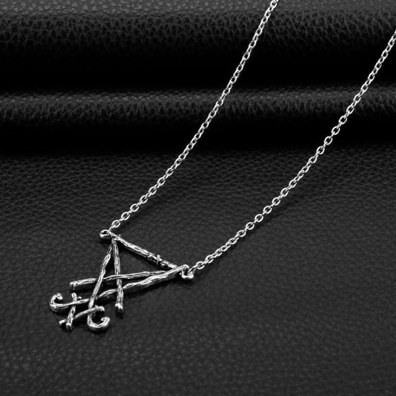 Trendy Lucifer Geometric Baphomet Amulet Metal Necklaces Goat Satan Wiccan Satanism Pendant Necklaces  Jewelry