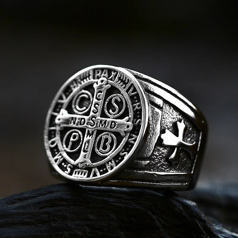 BEIER Mode Vintage Feste helle oberfläche Kreuz exorzismus auftrag Kreuz ring edelstahl religion schmuck für mann BR8-623-N