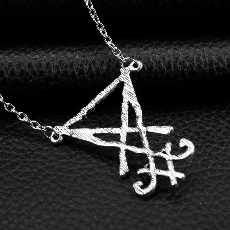 Trendy Luzifer geometrische Baphomet Amulett Metall Halsketten Ziege Satan Wicca Satanismus Anhänger Halsketten Schmuck