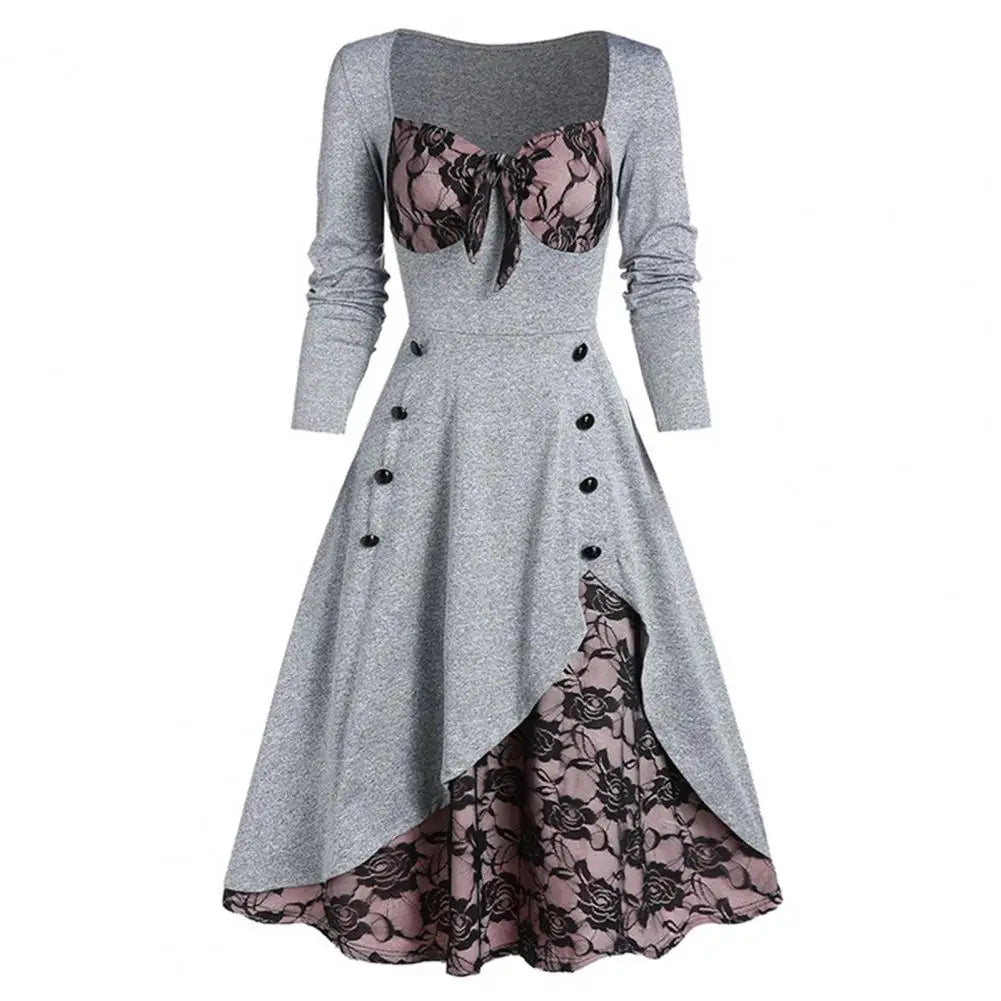 5XL Women Fashion Vintage Style Midi Gown Dress Gothic Dresses Women Clothing