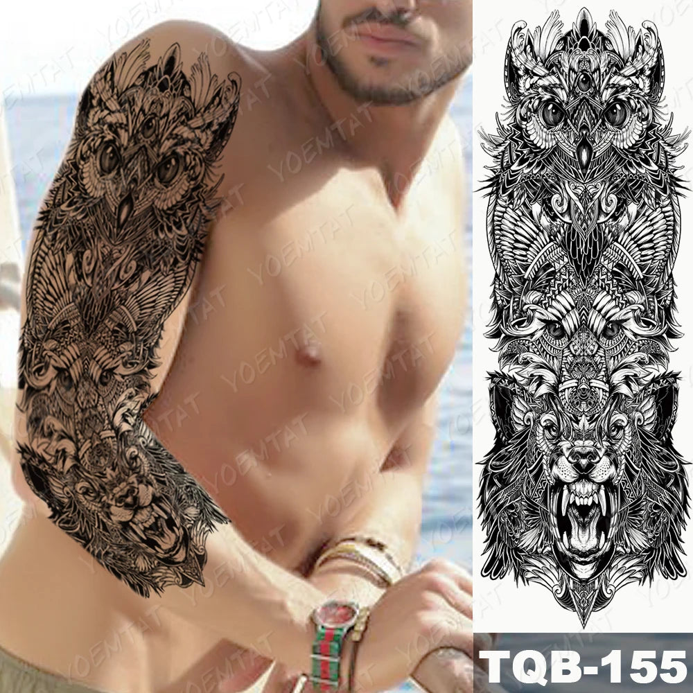 Large Arm Sleeve Tattoo Lucifer Angel Eagle Waterproof Temporary Tatto Sticker Hell Satan Body Art Full Fake Tatoo Women Men