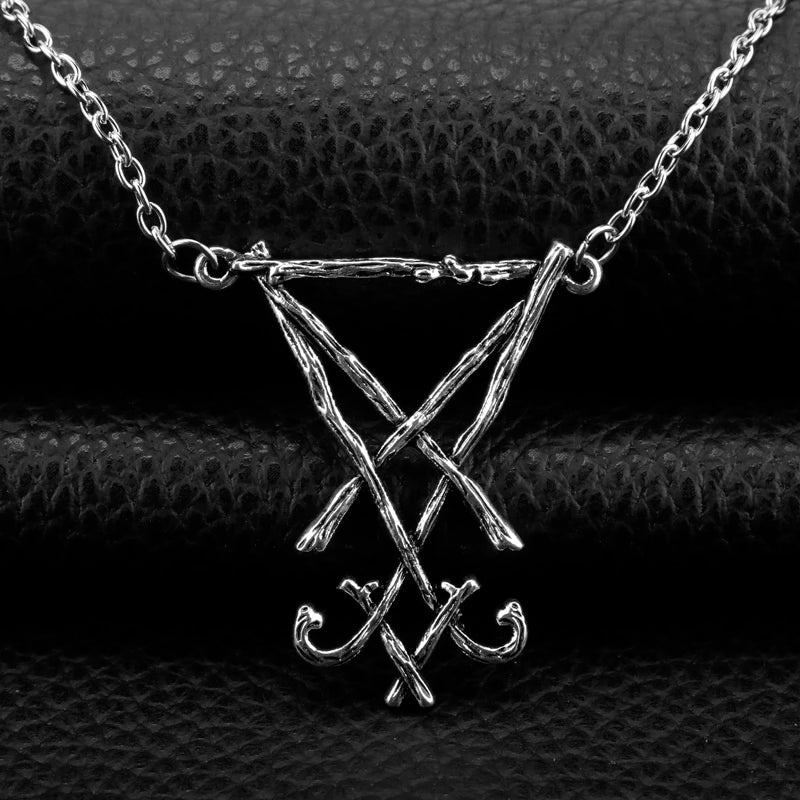 Collane di metallo con amuleto geometrico di Lucifero Baphomet alla moda, collane con ciondolo di Satana, Wiccan, Satanismo, gioielli