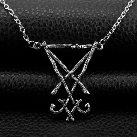 Trendy Lucifer Geometric Baphomet Amulet Metal Necklaces Goat Satan Wiccan Satanism Pendant Necklaces  Jewelry