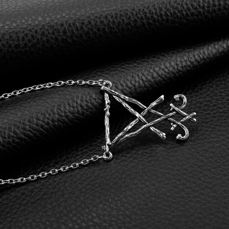 Trendy Lucifer Geometric Baphomet Amulet Metal Necklaces Goat Satan Wiccan Satanism Pendant Necklaces  Jewelry