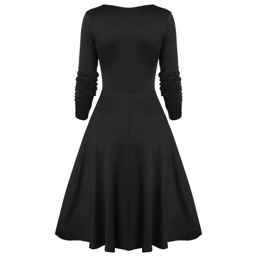 5XL Women Fashion Vintage Style Midi Gown Dress Gothic Dresses Women Clothing