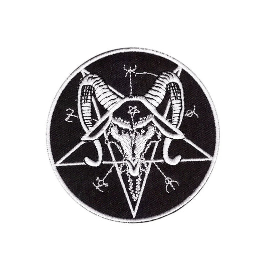1Pcs Satan Pentagram Iron on Patch Goat Applique Evil Sign Embroidered Clothes Decoration 666 Fabric Embellishments Patchwork