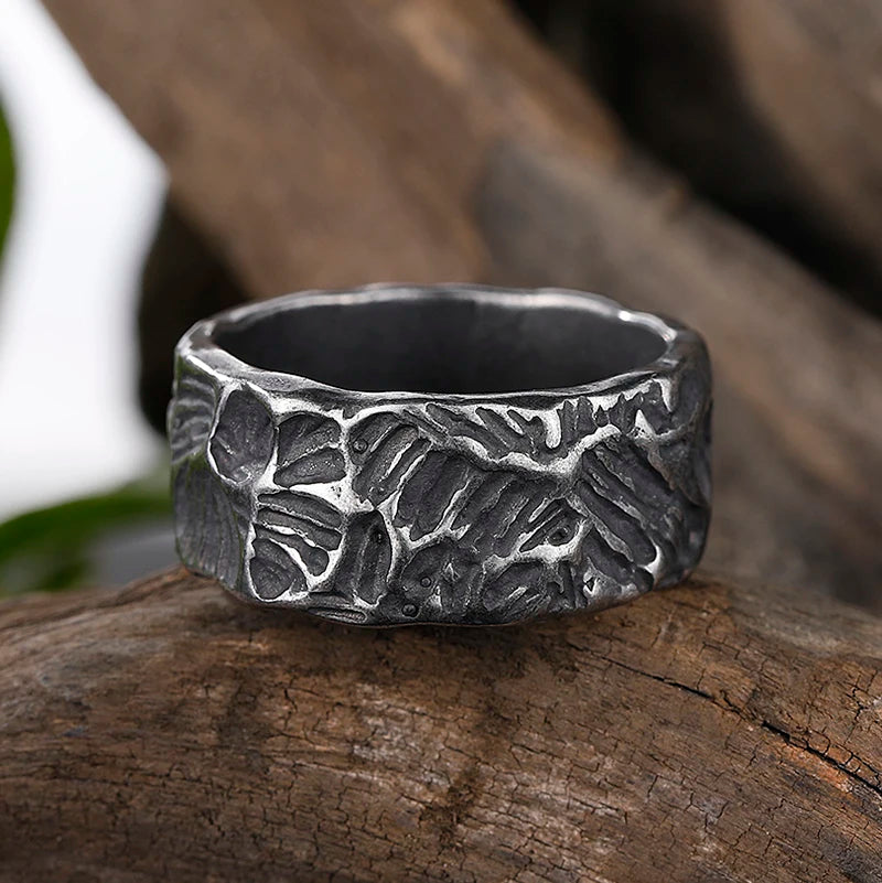 Gothic Style  Viking Men Wolves of Odin Valknut Forging Stainless Steel Ring Pagan Nordic Amulet Biker Jewelry