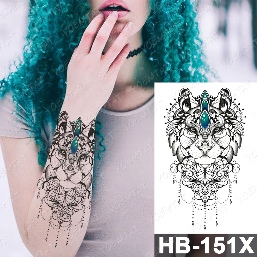 Waterproof Temporary Tattoo Sticker Flowers Cat Lynx Flash Tattoos Owl Satan Goat Body Art Arm Fake Tatoo Women Men