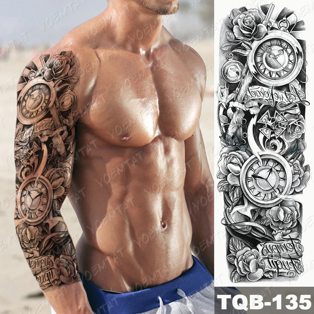 Large Arm Sleeve Tattoo Lucifer Angel Eagle Waterproof Temporary Tatto Sticker Hell Satan Body Art Full Fake Tatoo Women Men