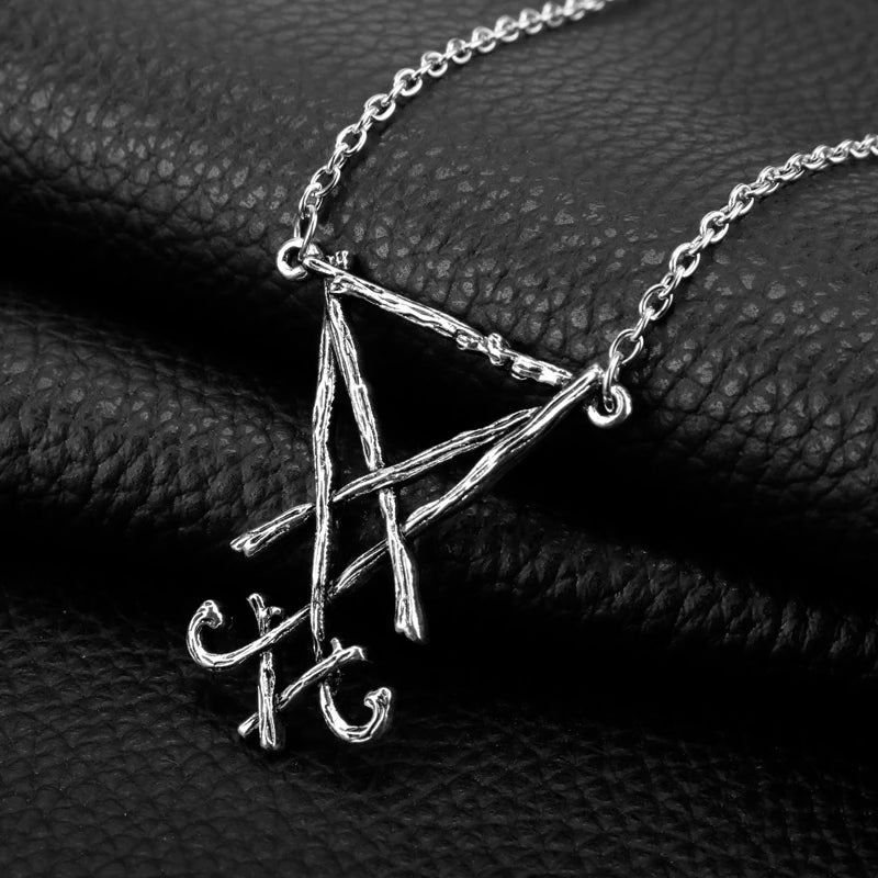 Trendy Lucifer Geometric Baphomet Amulet Metal Necklaces Goat Satan Wiccan Satanism Pendant Necklaces  Jewelry