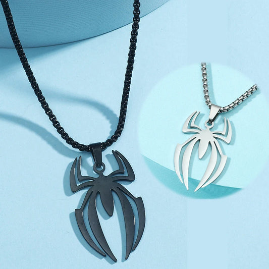 Superhero Spider Logo Cosplay Necklace Men Stainless Steel Pendant Chain Choker Jewelry Accessories Props Gift