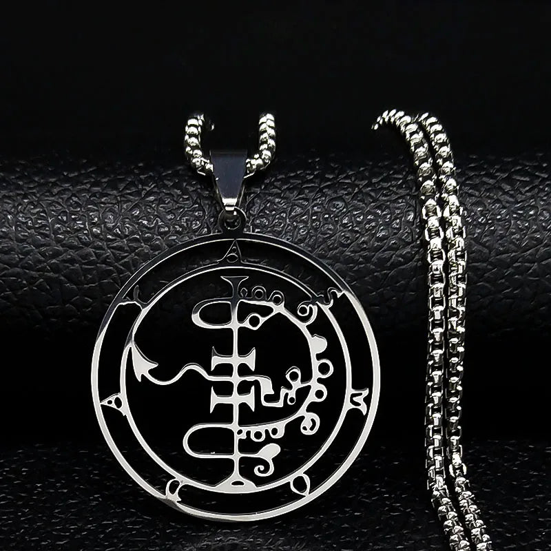 2024 Fashion Sigeal Sigil De Lucifer Stainless Steel Satan Necklace Asmoday Lazer Key Baphomet Stamp Necklace Jewelry N7118S03