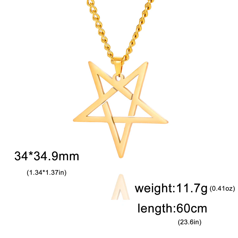 Dawapara Inverted Pentacle Necklace Gothic Pentagram Pendant Occult Amulet Witchcraft Stainless Steel Satanic Jewelry