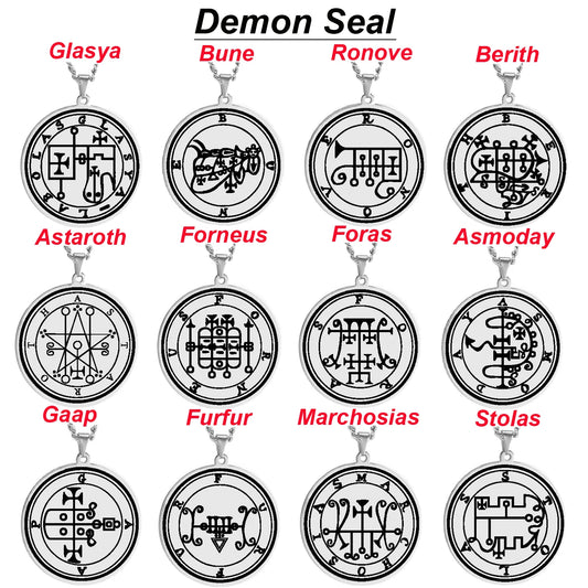 Steel Color King Asmoday Sigil Demon Origins Seal Lesser Key of Solomon Goetia 25-36 Talisman Stainless Steel Pendant Necklace