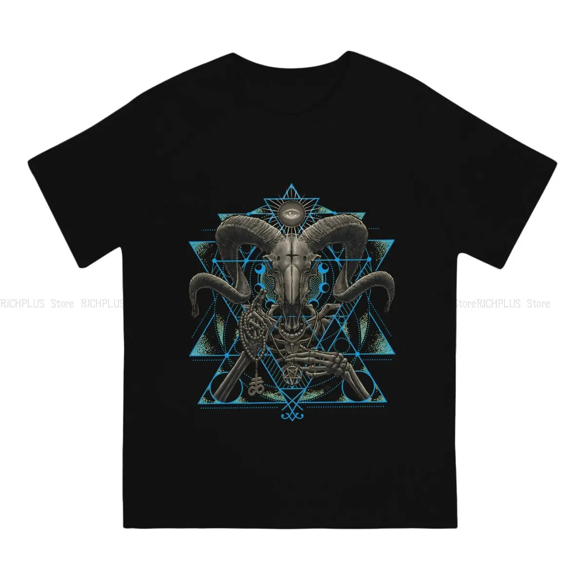 Satanic Occult Baphomet Lucifer Sigil TShirt For Men Satanic Baphomet Goat Clothing Fashion Polyester T Shirt Homme