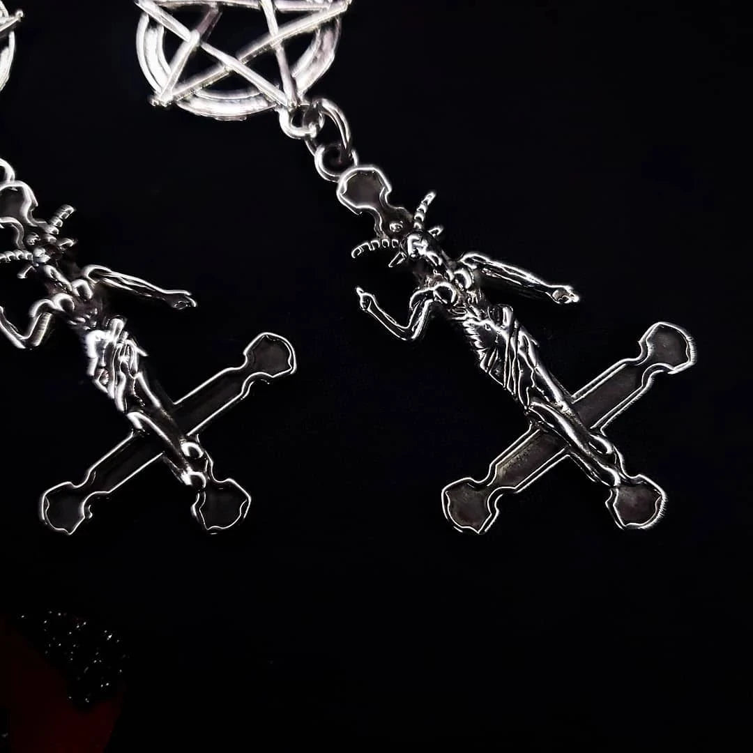 Goth  Punk Style Inverted Pentagram Baphomet Satan Earrings Religion Dark Art Fairy Goth Lovers Best Accessories