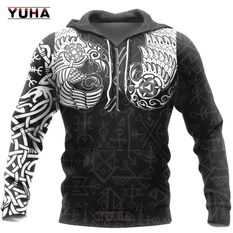 Herren Sweatshirts 3D Druck Vikings Klassische Wolf Herren Pullover