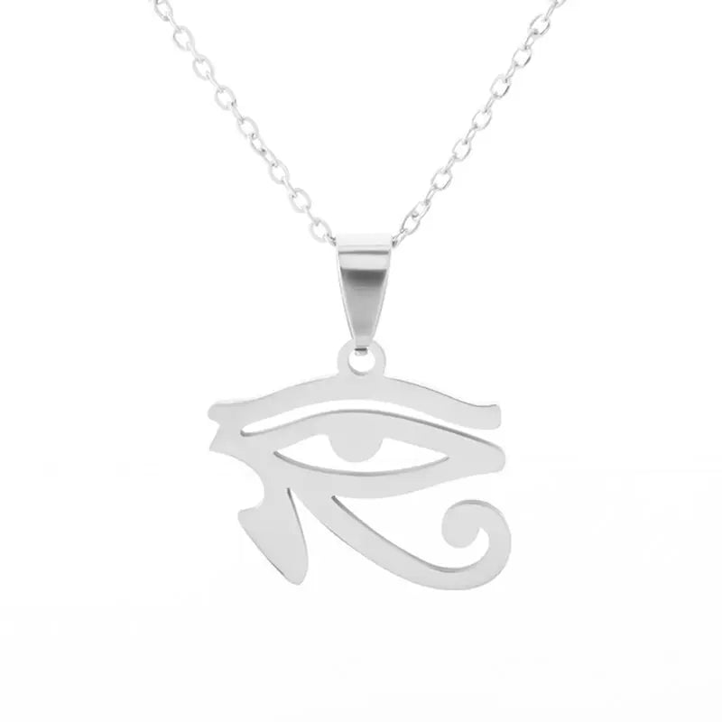 Stainless Steel Eye of Horus Pendant Retro Ancient Egypt Pharaoh Meet Necklace Men and Women Charm Amulet Jewelry Gift