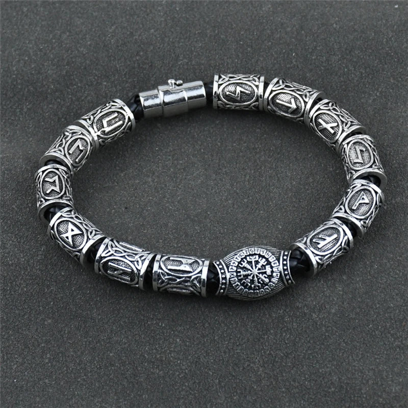 Norse Runes Bracelet Vikingo 13Pcs Runes Beads Vegvisir Compass Amulet Viking Bracelet Slavic Accessorier