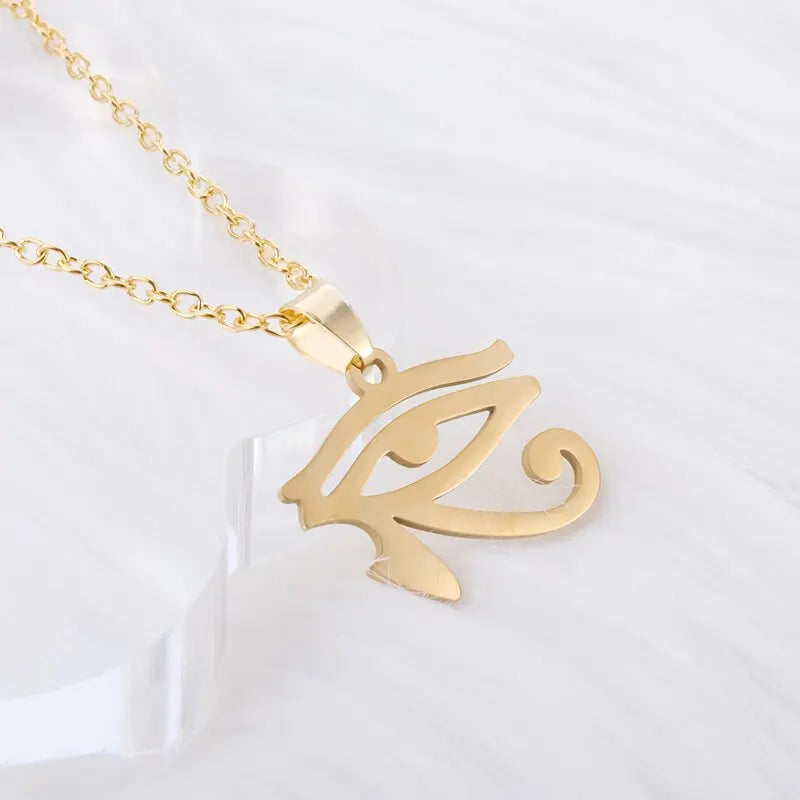 Stainless Steel Eye of Horus Pendant Retro Ancient Egypt Pharaoh Meet Necklace Men and Women Charm Amulet Jewelry Gift