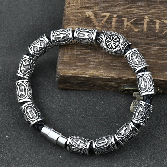 Norse Runes Bracelet Vikingo 13Pcs Runes Beads Vegvisir Compass Amulet Viking Bracelet Slavic Accessorier