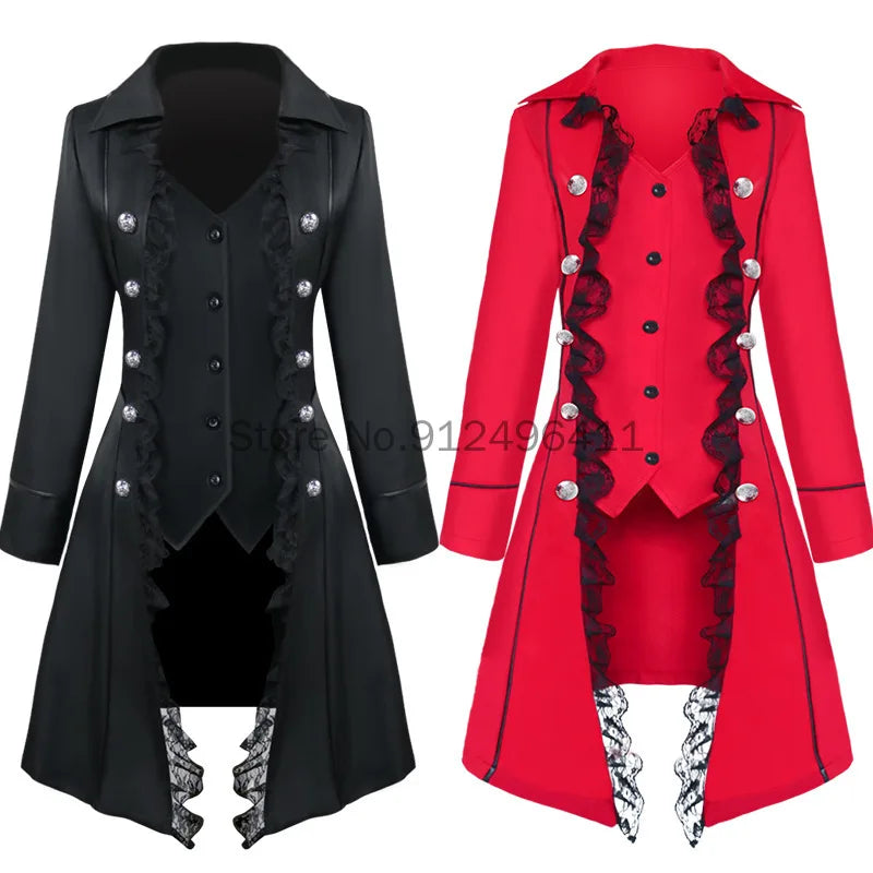 Women Medieval Dress Steampunk Coat Victorian Gothic Clothing Halloween