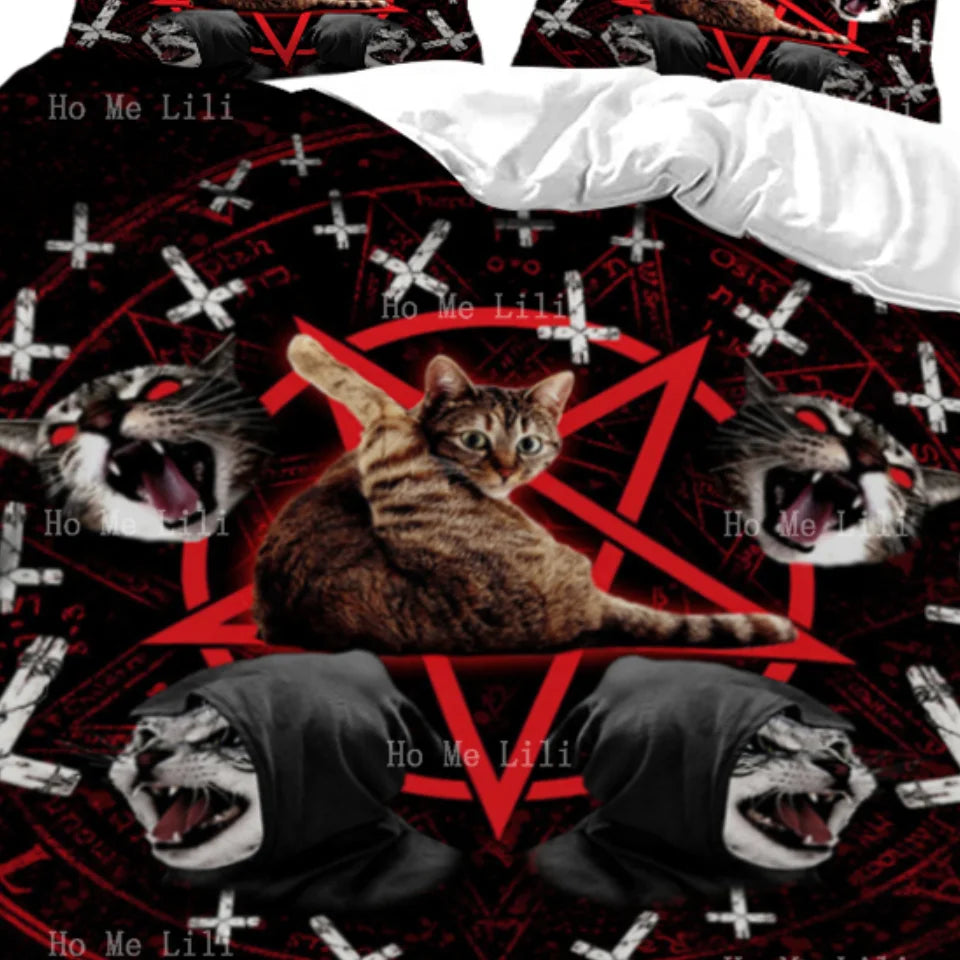 The Majesty Of The Evil Satan Cat Is A Dark And Haunting Image Duvet Bedding Set