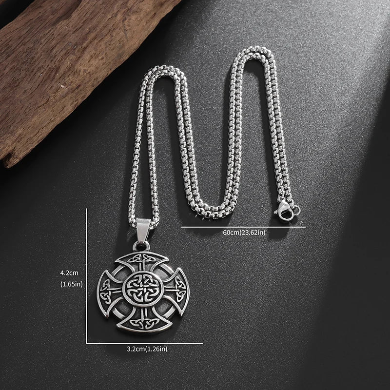 Popular Retro Style Celtic Knot Shield Pendant Necklace Men Women Amulet Hip Hop Punk Personalized Jewelry