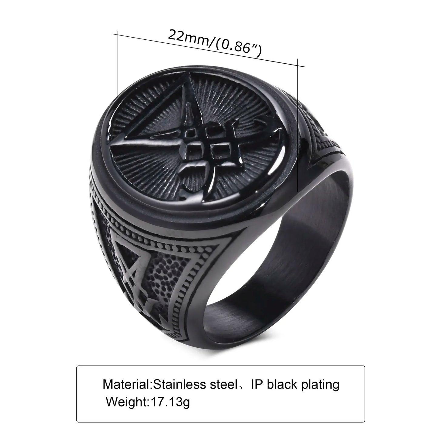 Vnox Sigil of Lucifer Rings Men Boys Talisman Amulet Gift Jewelry