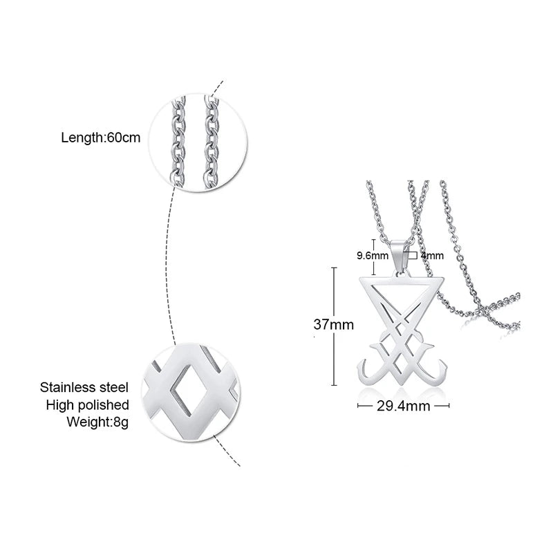 colore argento Sigillo di Lucifero Ciondolo Simbolo Satanico Acciaio Inossidabile Collana Uomo Sigillo di Satana Collana Emblema Amuleto Gioielli