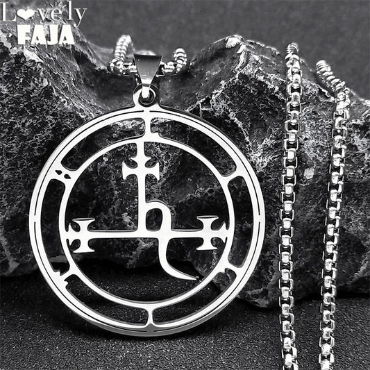 Stainless Steel Demon Seal Necklace Men/Women Silver Color Satan LILITH Necklaces & Pendants Jewery colares feminino N1331S03