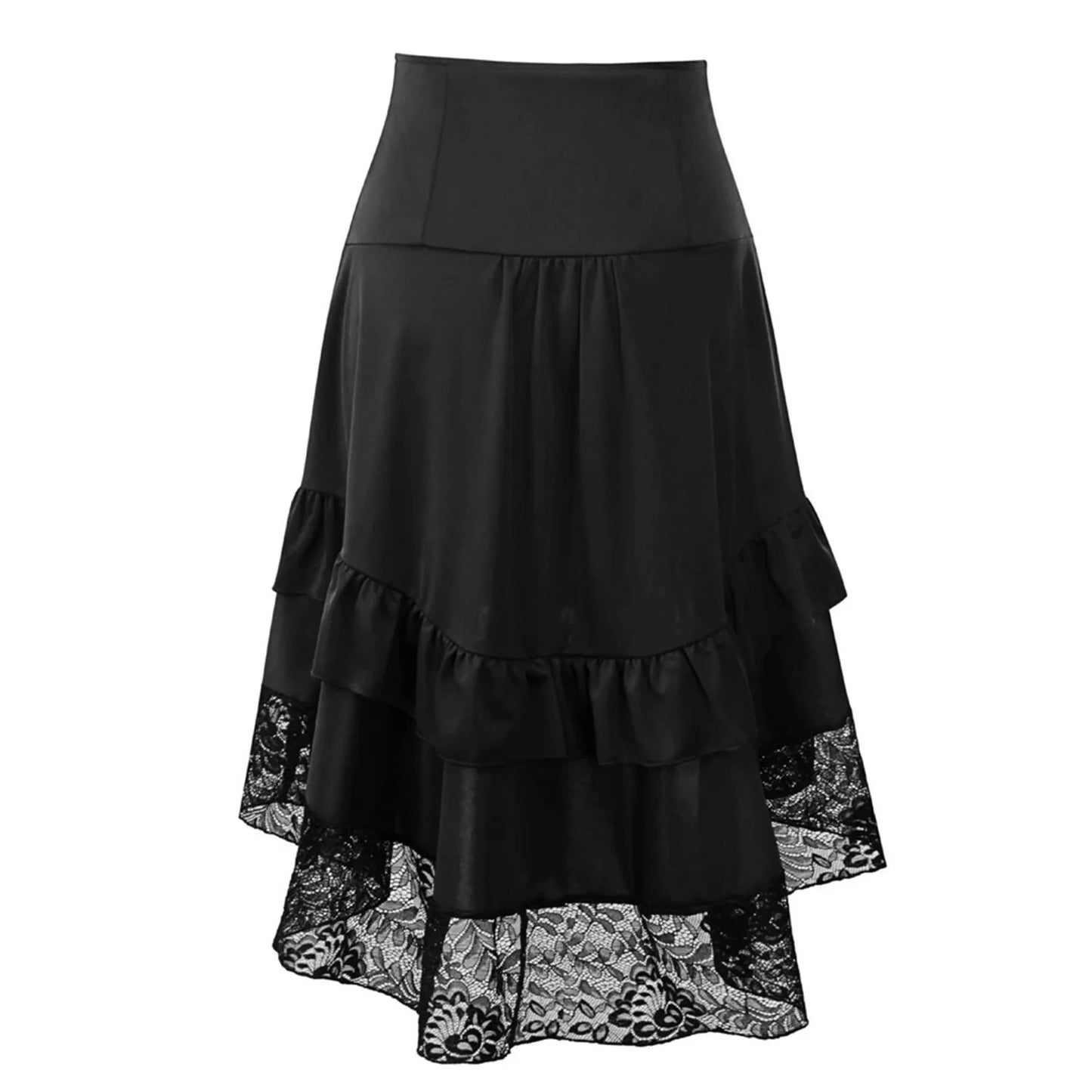 Kostüme Steampunk Gothic Rock Spitze Frauen Kleidung High Low Rüschen Party Lolita Rot Mittelalter Viktorianisch Punk Skater Knopfleiste vorne