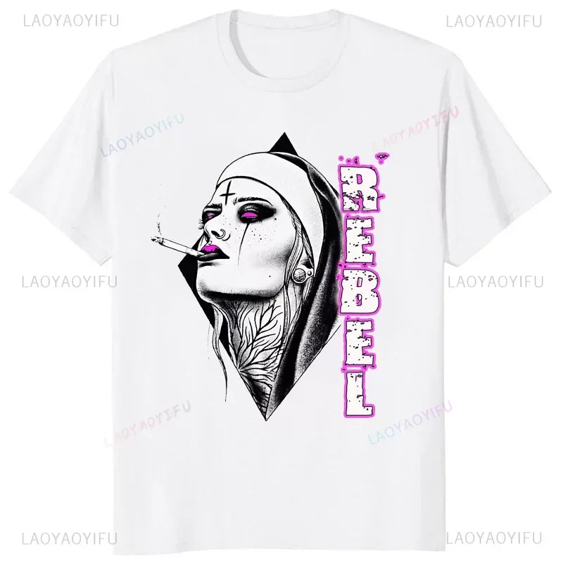 Maglietta da uomo Nun Religieuse Church of Lavey Satanic Occult Tees Magliette classiche Magliette grafiche con cartoni animati Abbigliamento da donna Maglietta in cotone